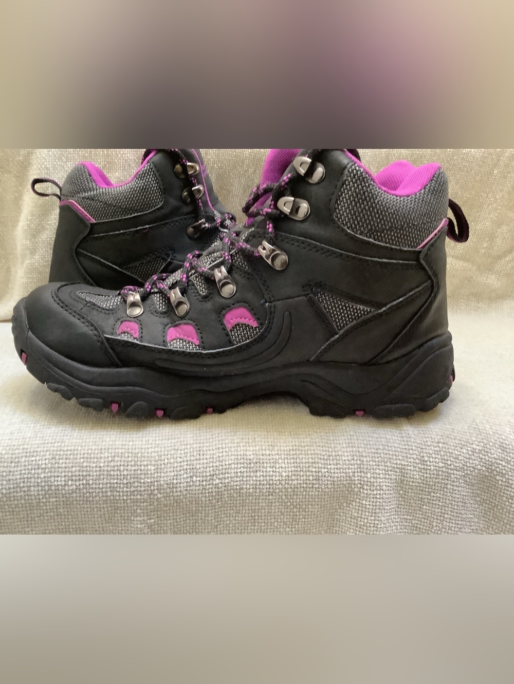 Mountain Warehouse Adventurer Ankle Boots-Black & Purple-Lace Up-Waterproof-9M - Picture 5 of 9